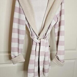 Cozy Striped Plush Robe with Hood VS